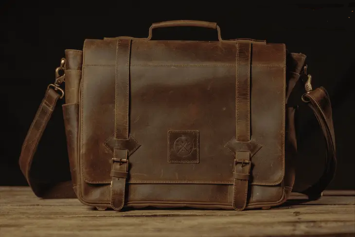 the “Lewis” Buffalo Leather Messenger Bag