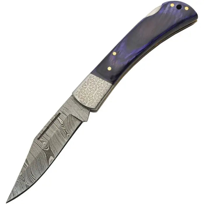 Bmk-1019 Heracles Damascus Pocket Knives Blue Ruby Gem diamond