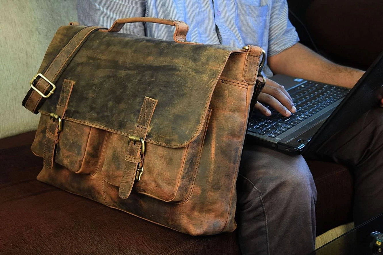 Buffalo Leather Laptop Briefcase