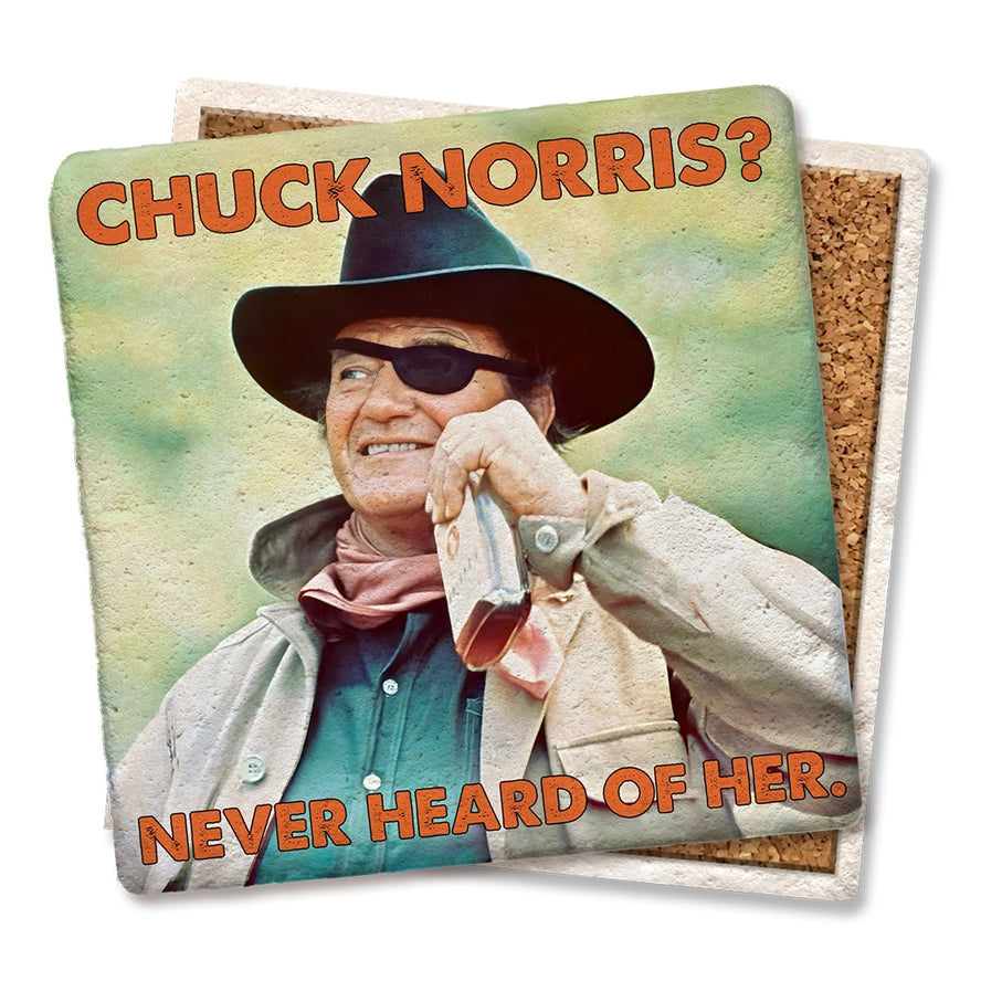 Drink Coasters - John Wayne - Chuck Norris - Limestone Coaster