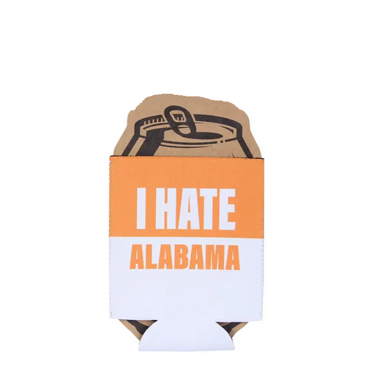 Orange/White I Hate Alabama Koozie