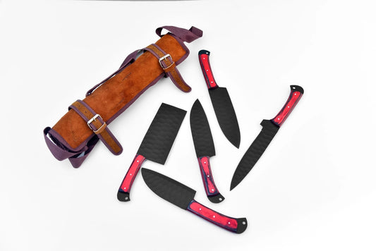 5-Piece Knife Set / with Leather Carry Bag