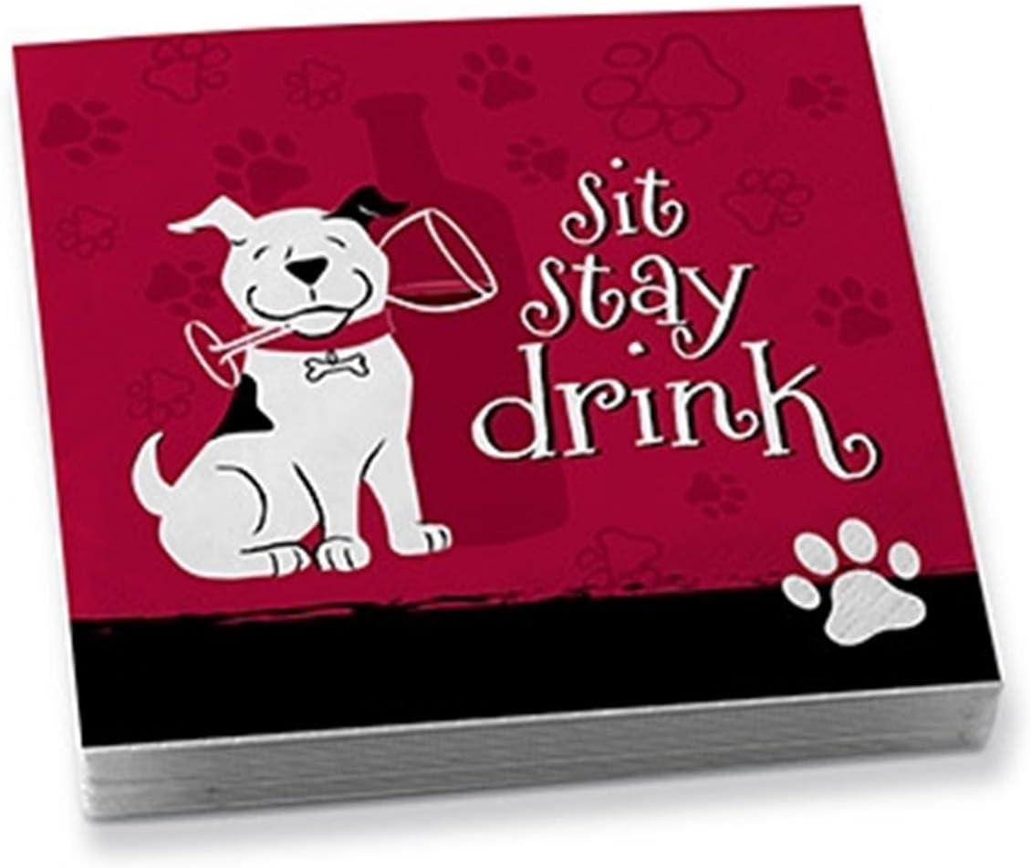 Sit, Stay, Drink Beverage Napkins Set of 20