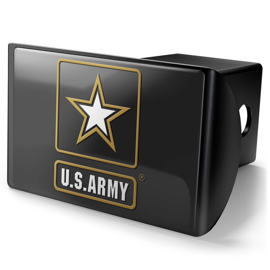 Metal Trailer Hitch Cover - U.S. Army - Black