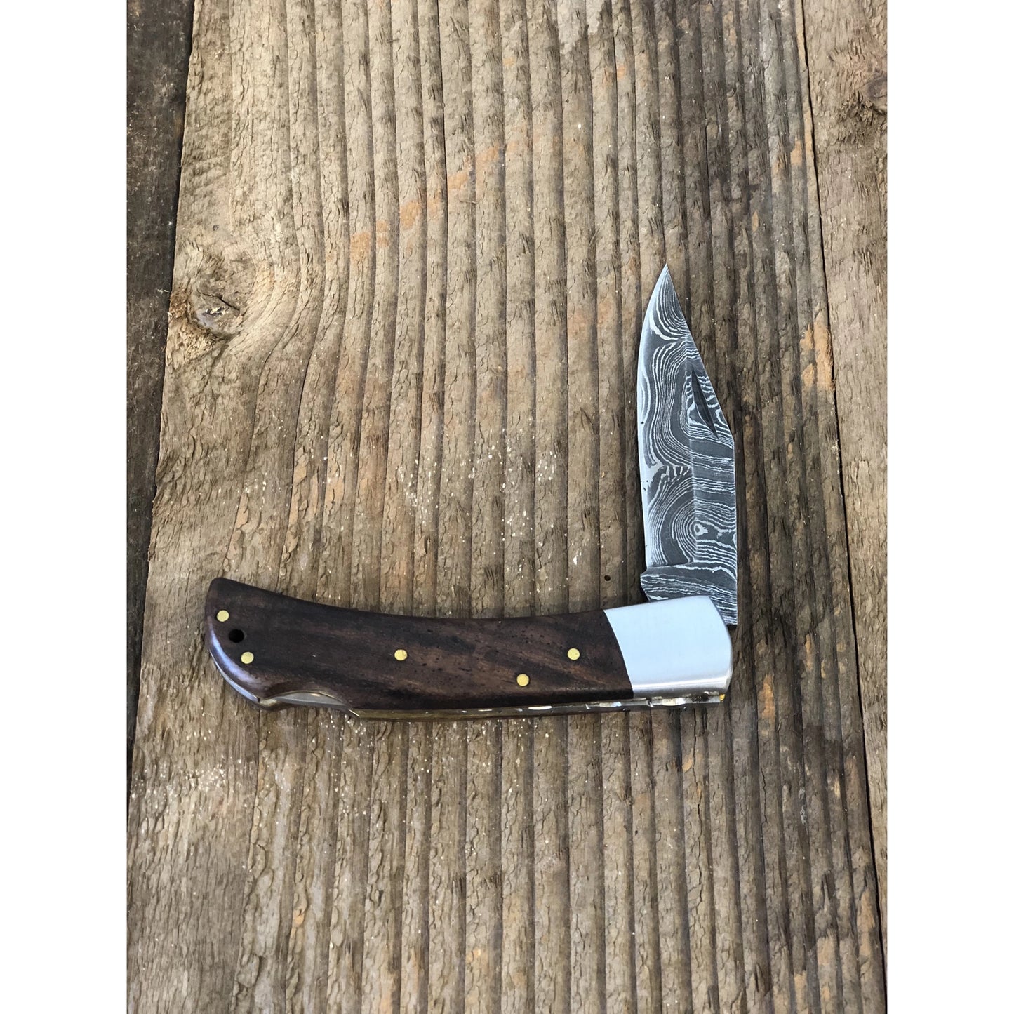 Damascus Walnut Pocket Knife